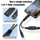 Adaptateur audio 2 en 1 USB-C vers jack 3.5mm + USB-C 30W Fast Charge - Noir