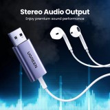 Adaptateur audio Ugreen CM383 pour &eacute;couteurs et haut-parleurs - Gris