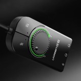 Ugreen externe Soundkarte Musikadapter USB 3.5 mm Mini Klinke mit Lautst&auml;rkeregler 15 cm - Schwarz