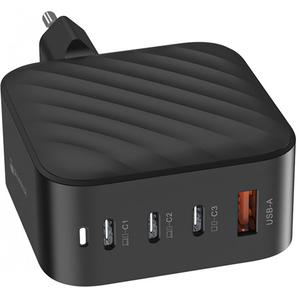 Ladegerät Netzstecker 100W GaN 3x USB-C und 1x USB-A (Power Delivery) - PhoneLook - Schwarz