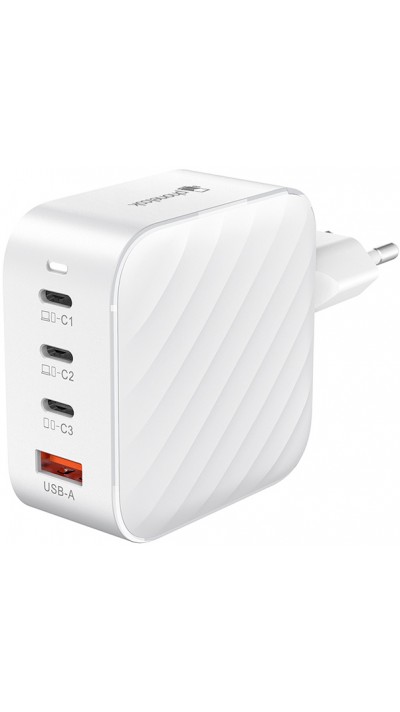 Ladegerät Netzstecker 120W GaN 3x USB-C und 1x USB-A (Power Delivery) - PhoneLook - Weiss