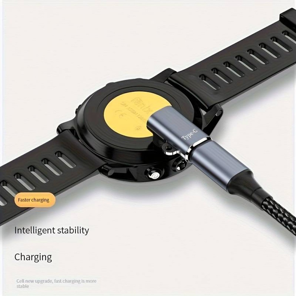 Universal-Ladeadapter für Garmin-Uhren mit USB-C-Anschluss  - Schwarz