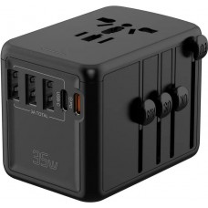 Reise Ladeadapter 35W Multistecker CH-EU-UK-US-AU 3x USB-A und 2x USB-C PowerDelivery - Schwarz