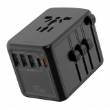 Reise Ladeadapter 35W Multistecker CH-EU-UK-US-AU 3x USB-A und 2x USB-C PowerDelivery - Schwarz