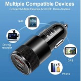 Doppel USB Zigarettenanzünder Adapter 15W 3.1A Power Delivery USB-A & USB-C - Silber