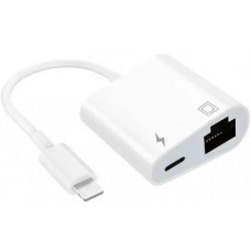 Multiport Lightning zu RJ45 Ethernet LAN Adapter mit USB-C Power Anschluss - Weiss