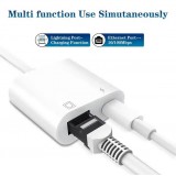 Multiport Lightning zu RJ45 Ethernet LAN Adapter mit USB-C Power Anschluss - Weiss