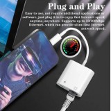 Multiport Lightning zu RJ45 Ethernet LAN Adapter mit USB-C Power Anschluss - Weiss