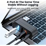 USB 3.0 Multiport-Adapter 180&deg; Rotierend 4 in 1 (3x USB-A / 1x USB-C) Kompakt f&uuml;r PC-Zubeh&ouml;r - Schwarz