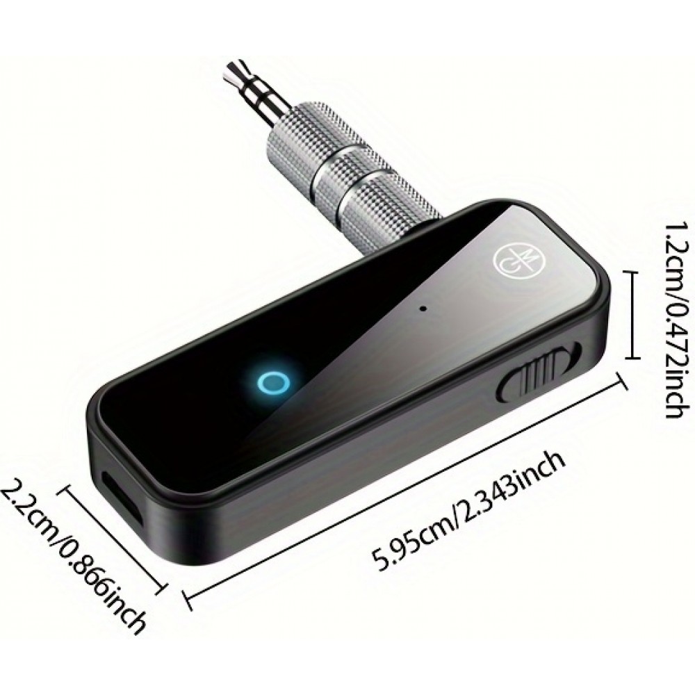 Bluetooth 5.0 Audio-Adapter 3,5 mm Dual-Funktion Sender Empfänger USB wiederaufladbar - Schwarz