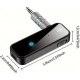 Bluetooth 5.0 Audio-Adapter 3,5 mm Dual-Funktion Sender Empfänger USB wiederaufladbar - Schwarz