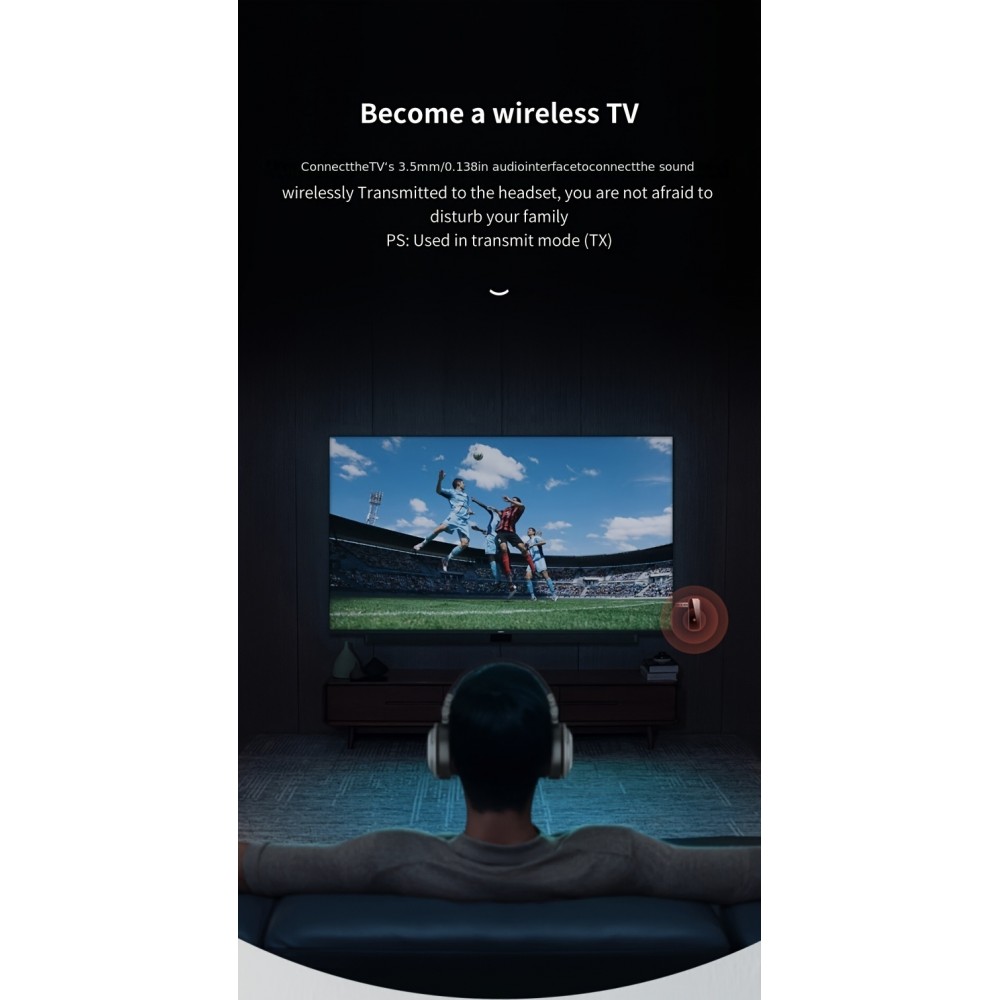 Bluetooth 5.0 Audio-Adapter 3,5 mm Dual-Funktion Sender Empfänger USB wiederaufladbar - Schwarz