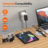 Universeller Multistecker Adapter Weltweit 5 in 1 USB-A & USB-C USA-AUS-UK-EU - Weiss
