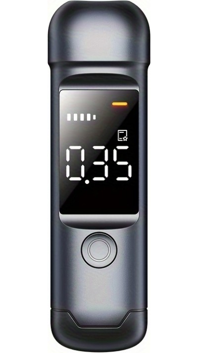 Digitaler Alcootest - tragbares Atemalkoholmessgerät mit LCD-Display (USB-C, wiederaufladbar) - Schwarz