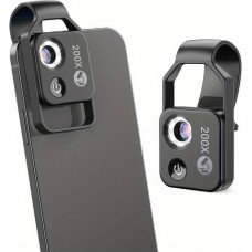 Apexel APL-MS002 Clip Mikroskopischer 200-facher optischer Universalzoom mit integriertem LED-Licht - Schwarz