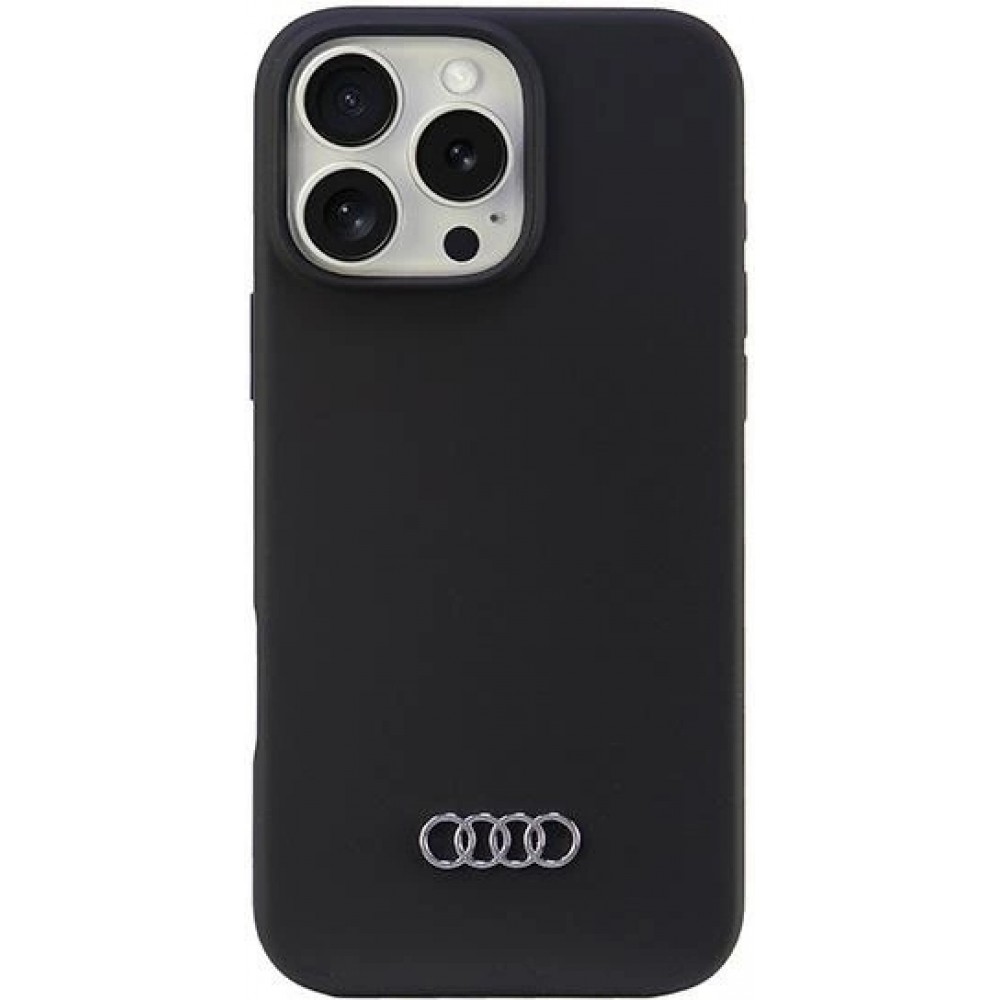 iPhone 16 Pro Max Case Hülle - Audi Silikon Soft Touch mit Logo - Schwarz