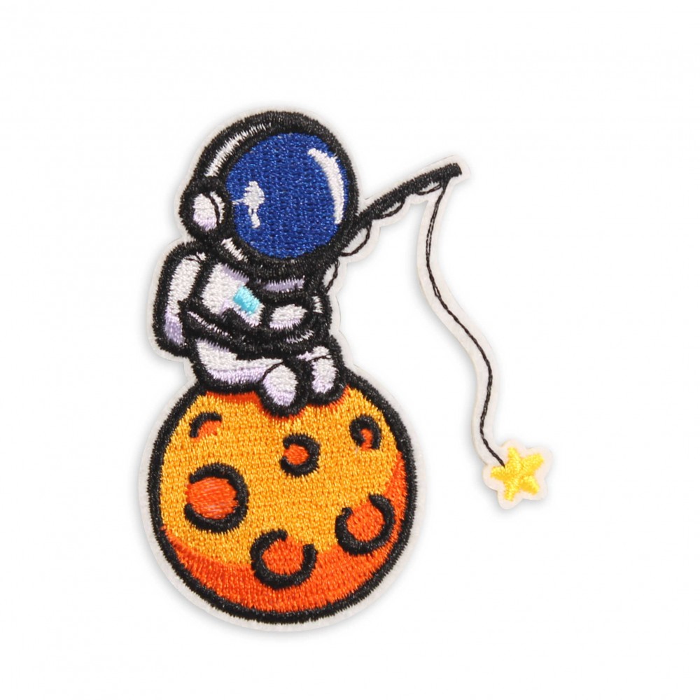 Autocollant sticker pour téléphone/tablette/ordinateur brodé en 3D - Astronaut assis sur lune