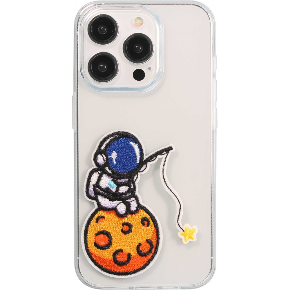 Autocollant sticker pour téléphone/tablette/ordinateur brodé en 3D - Astronaut assis sur lune