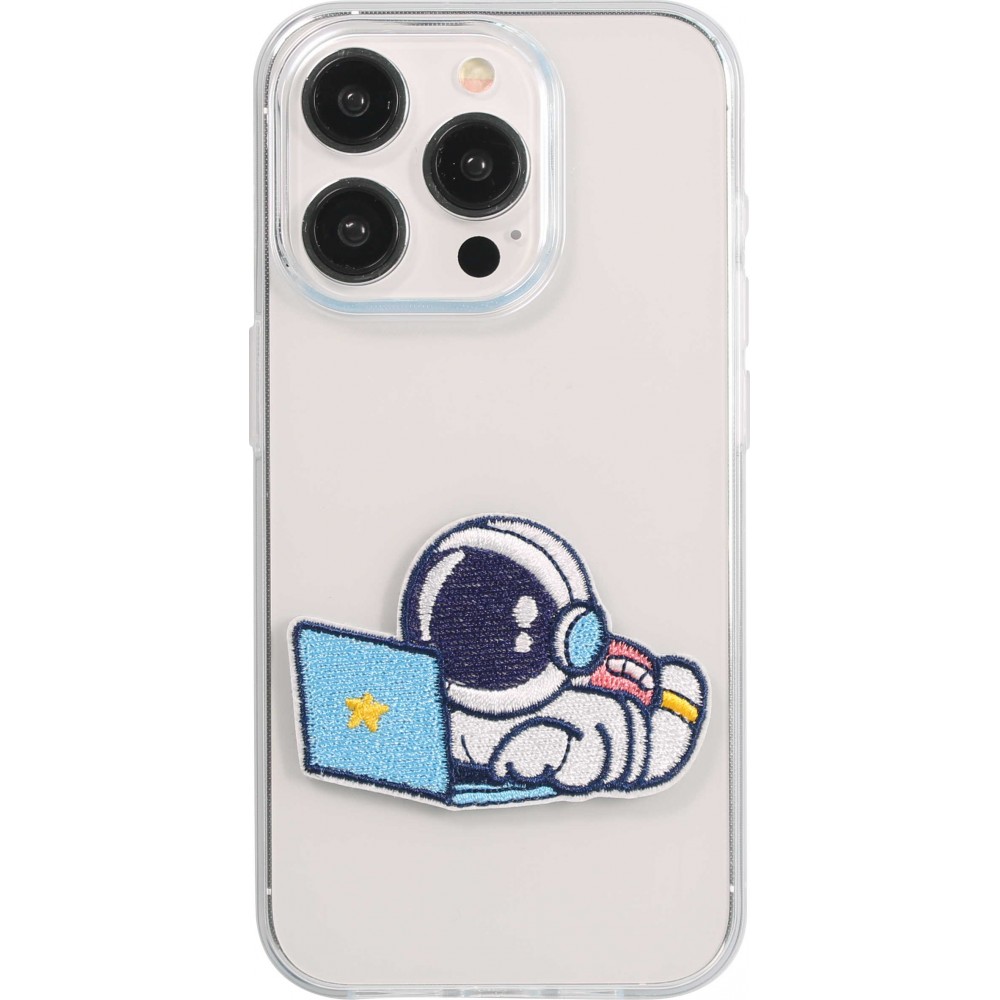 Autocollant sticker pour téléphone/tablette/ordinateur brodé en 3D - Astronaut with laptop