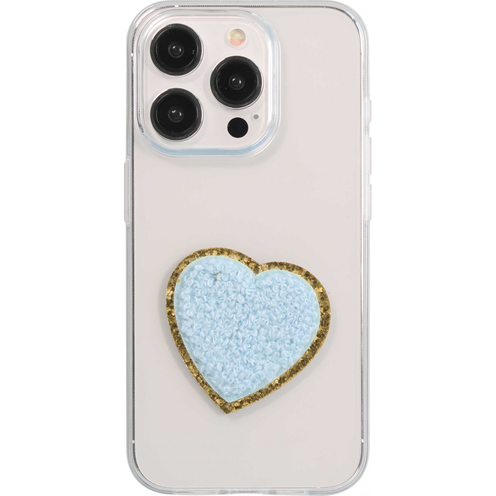 Autocollant sticker pour téléphone/tablette/ordinateur brodé en 3D - Coeur bleu