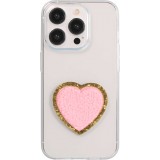 Autocollant sticker pour téléphone/tablette/ordinateur brodé en 3D - Coeur rose clair