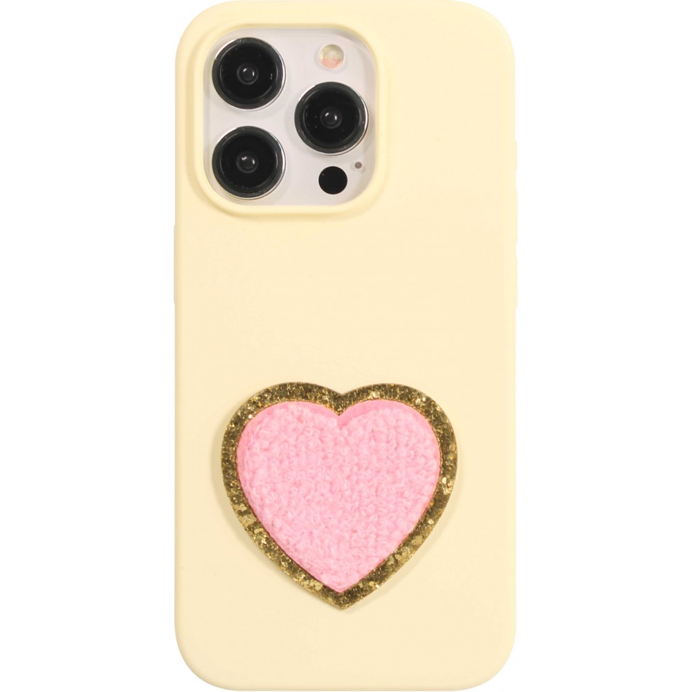 Autocollant sticker pour téléphone/tablette/ordinateur brodé en 3D - Coeur rose clair