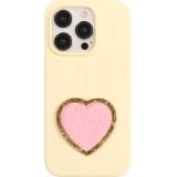 Autocollant sticker pour téléphone/tablette/ordinateur brodé en 3D - Coeur rose clair