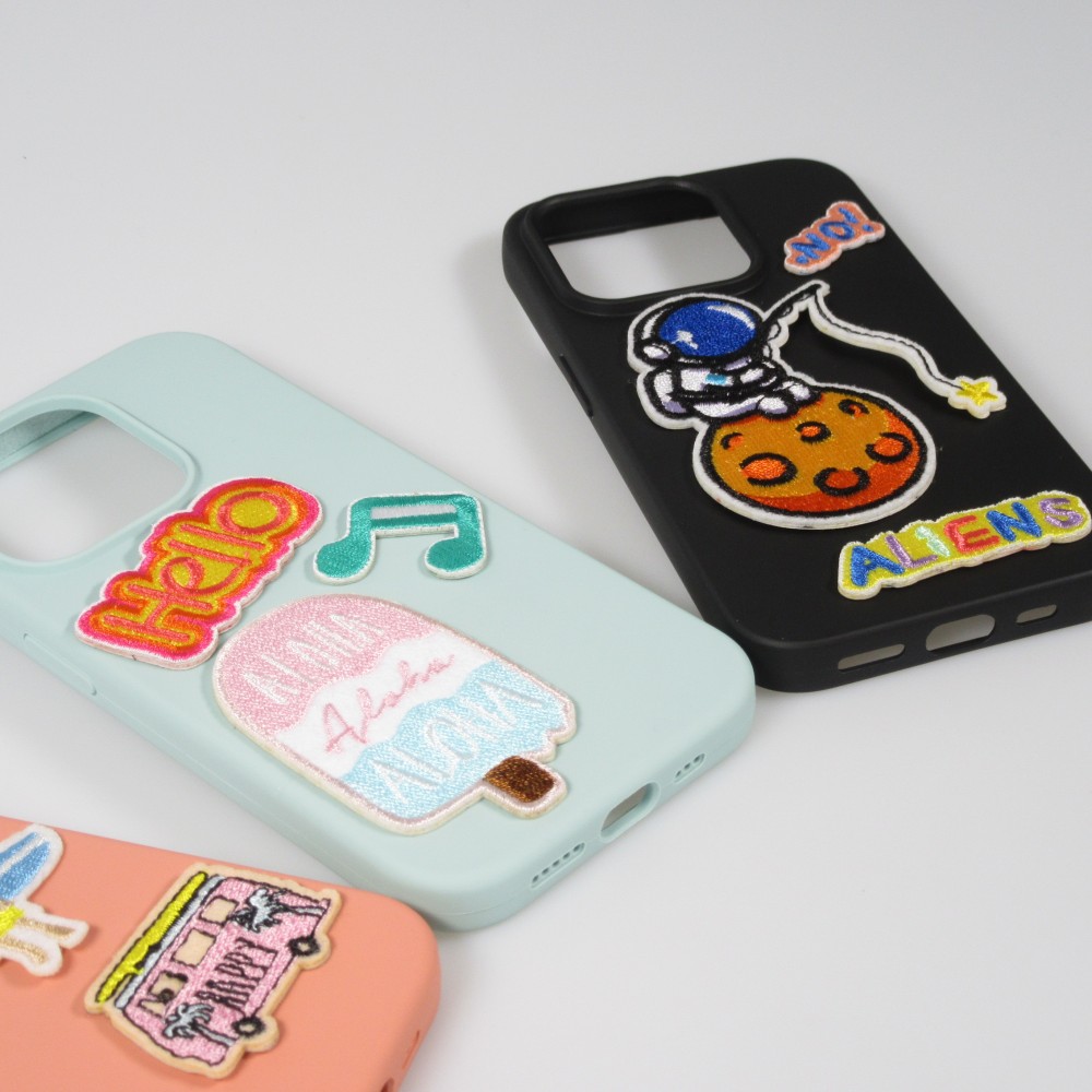 Autocollant sticker pour téléphone/tablette/ordinateur brodé en 3D - Coeur rose clair