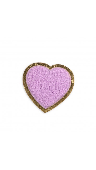 Autocollant sticker pour t&eacute;l&eacute;phone/tablette/ordinateur brod&eacute; en 3D - Coeur violet
