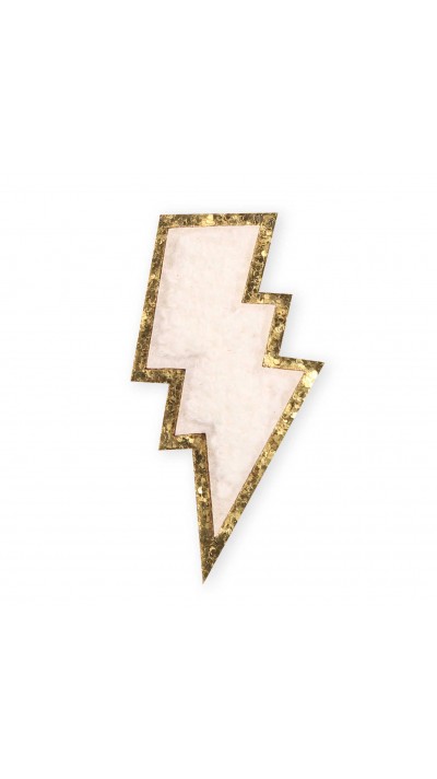 Sticker Aufkleber für Handy/Tablet/Computer 3D gestickt - Blitz weiss gold
