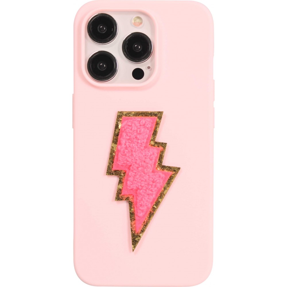 Autocollant sticker pour téléphone/tablette/ordinateur brodé en 3D - Éclair rose