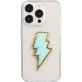 Sticker Aufkleber für Handy/Tablet/Computer 3D gestickt - Blitz türkis