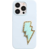 Sticker Aufkleber für Handy/Tablet/Computer 3D gestickt - Blitz türkis