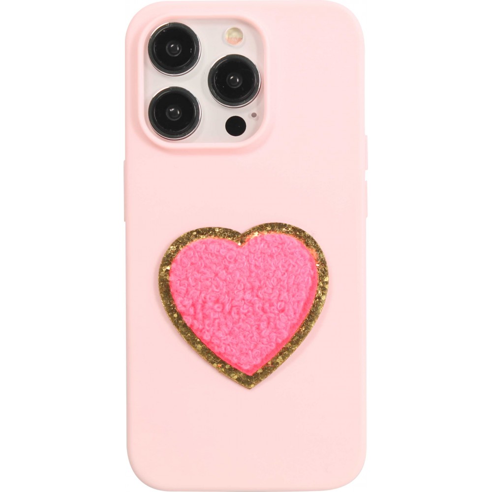 Autocollant sticker pour téléphone/tablette/ordinateur brodé en 3D - Heart rose