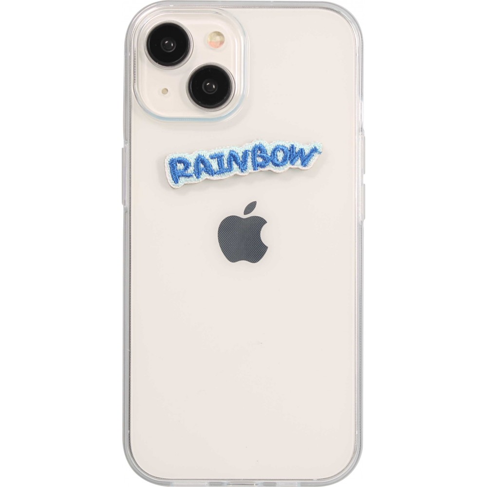 Sticker Aufkleber für Handy/Tablet/Computer 3D gestickt - Rainbow blauer Text