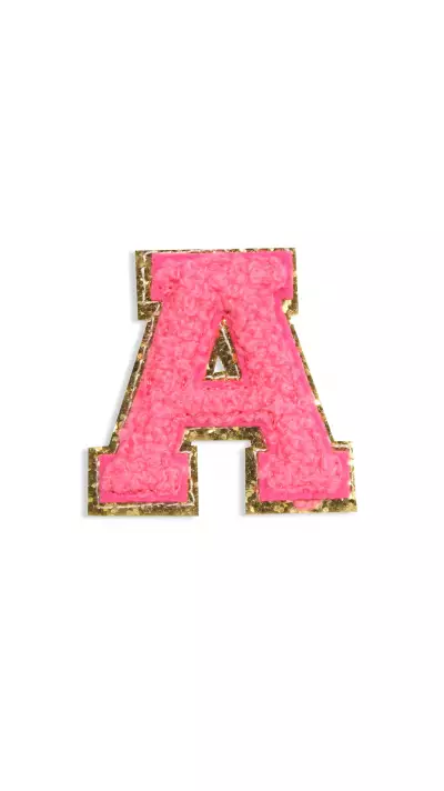 Autocollant sticker pour téléphone/tablette/ordinateur brodé en 3D rose foncé - Lettre A