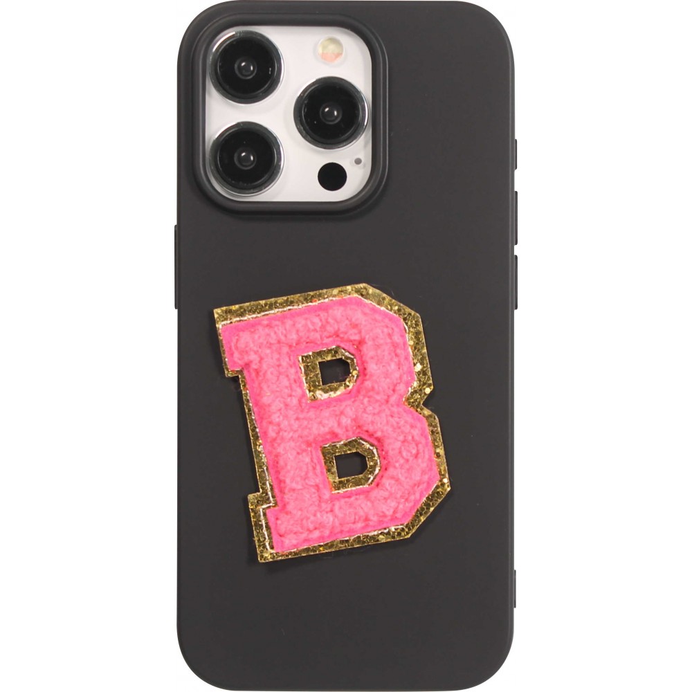 Sticker Aufkleber für Handy/Tablet/Computer 3D gestickt Dunkelrosa - Buchstabe B