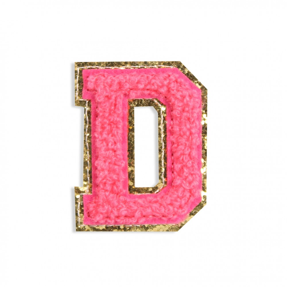 Sticker Aufkleber für Handy/Tablet/Computer 3D gestickt Dunkelrosa - Buchstabe D
