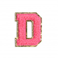 Sticker Aufkleber für Handy/Tablet/Computer 3D gestickt Dunkelrosa - Buchstabe D