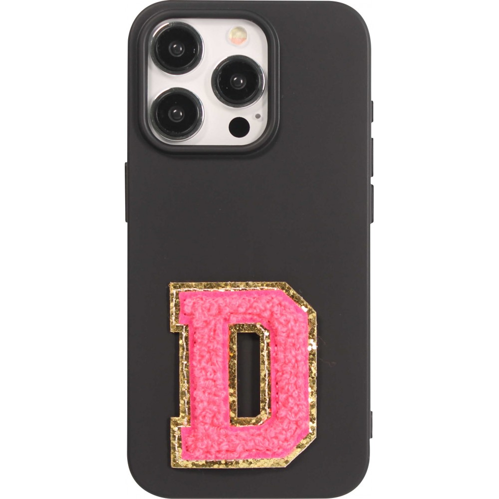 Sticker Aufkleber für Handy/Tablet/Computer 3D gestickt Dunkelrosa - Buchstabe D