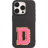 Sticker Aufkleber für Handy/Tablet/Computer 3D gestickt Dunkelrosa - Buchstabe D