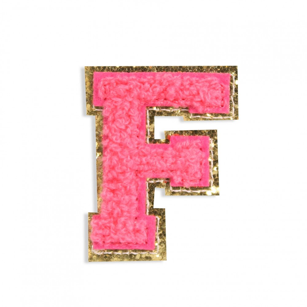 Sticker Aufkleber für Handy/Tablet/Computer 3D gestickt Dunkelrosa - Buchstabe F