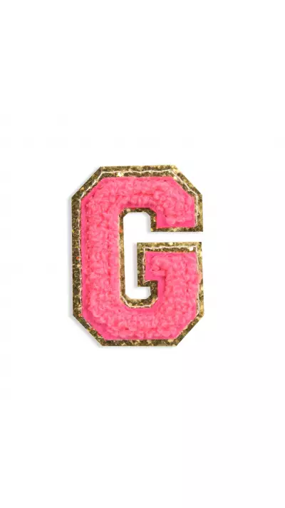 Autocollant sticker pour téléphone/tablette/ordinateur brodé en 3D rose foncé - Lettre G