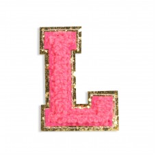 Sticker Aufkleber für Handy/Tablet/Computer 3D gestickt Dunkelrosa - Buchstabe L