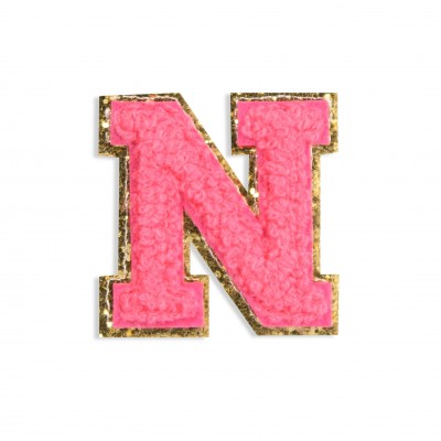 Sticker Aufkleber f&uuml;r Handy/Tablet/Computer 3D gestickt Dunkelrosa - Buchstabe N