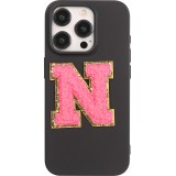 Sticker Aufkleber für Handy/Tablet/Computer 3D gestickt Dunkelrosa - Buchstabe N