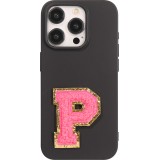 Sticker Aufkleber für Handy/Tablet/Computer 3D gestickt Dunkelrosa - Buchstabe P