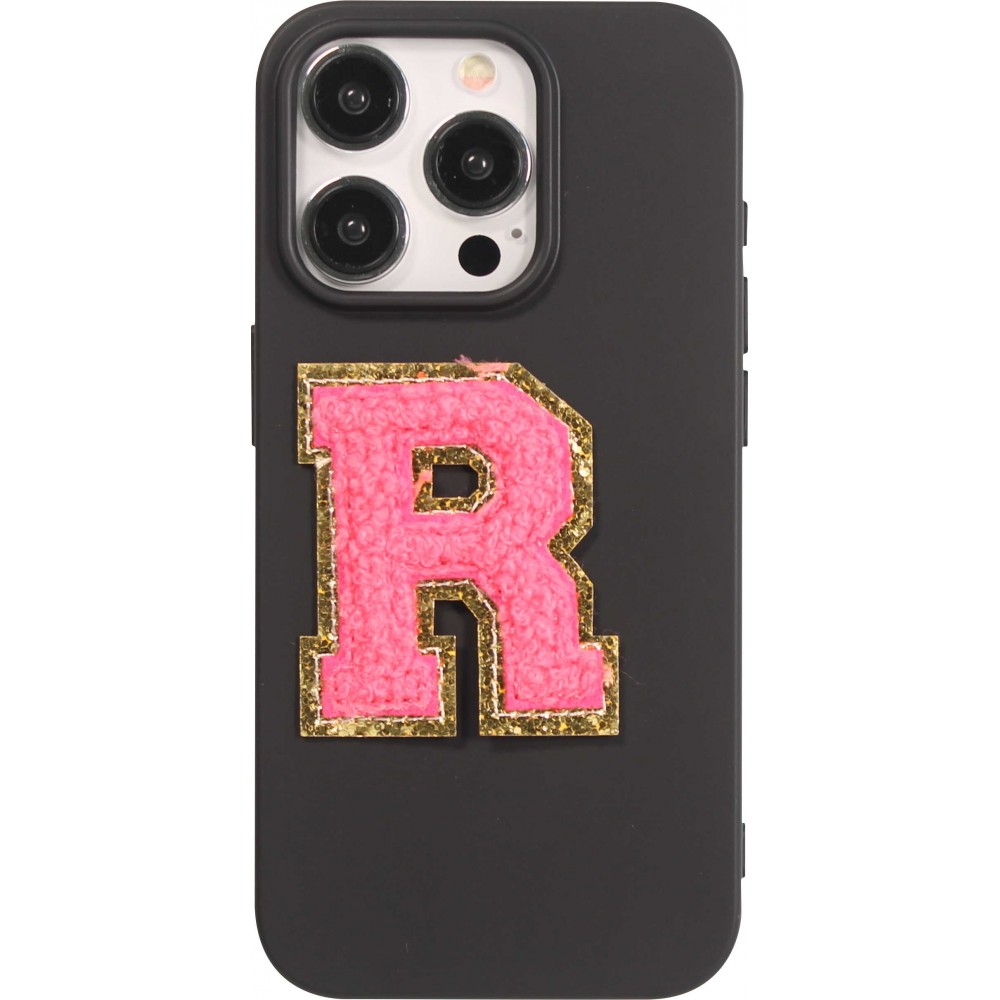 Sticker Aufkleber für Handy/Tablet/Computer 3D gestickt Dunkelrosa - Buchstabe R