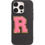 Sticker Aufkleber für Handy/Tablet/Computer 3D gestickt Dunkelrosa - Buchstabe R