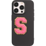 Sticker Aufkleber für Handy/Tablet/Computer 3D gestickt Dunkelrosa - Buchstabe S